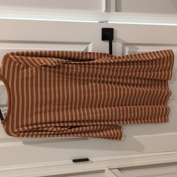 Old Navy Tan And White Striped Long Sleeve T-shirt Dress Size Large - Picture 4 of 5